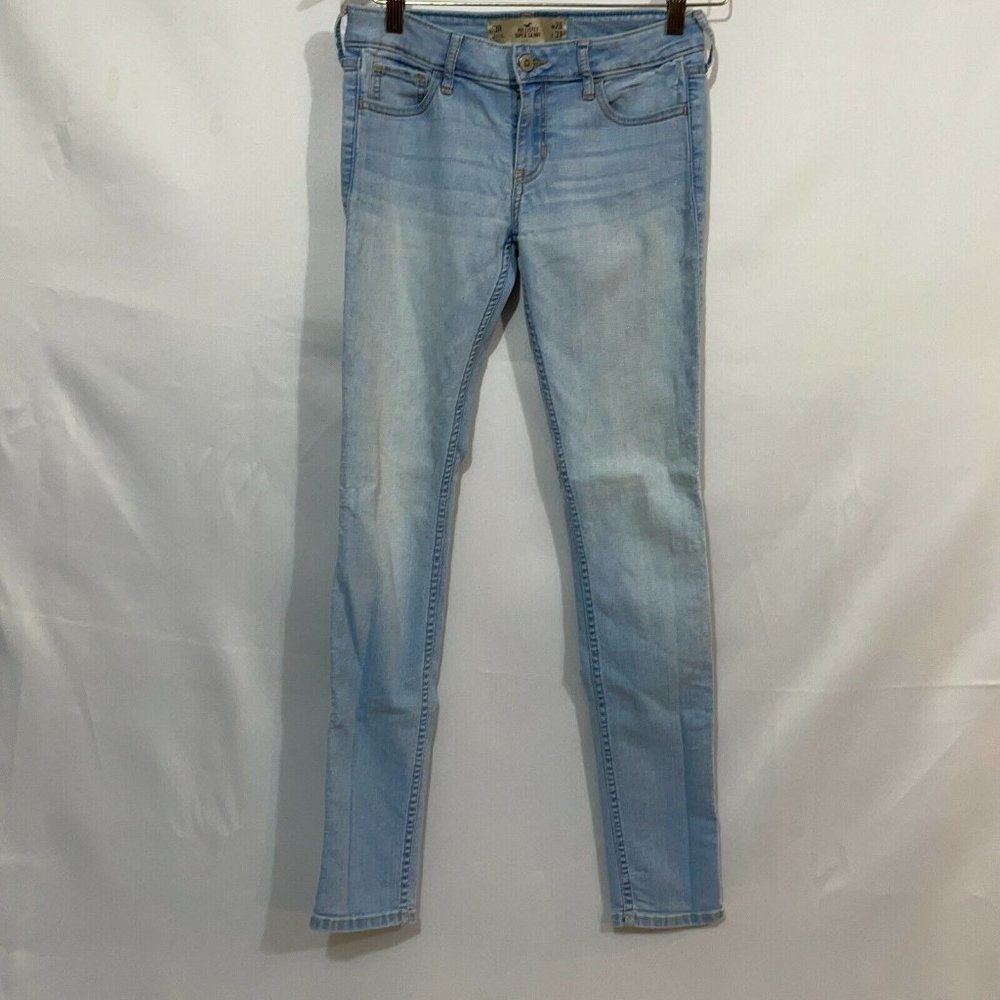 Hollister Womens Blue Flat Front Stretch Denim Super Skinny Jeans Size 3R 26X31 - Picture 1 of 10